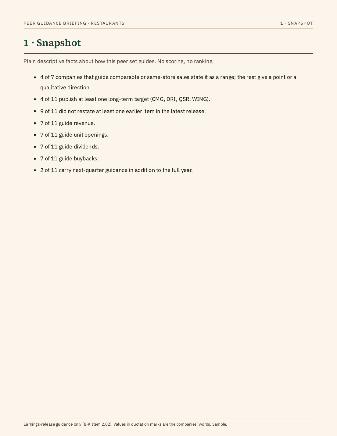 Sample briefing page 2